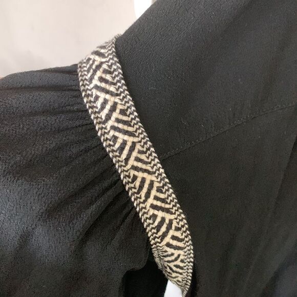 Madewell Black Embroidered Blouson-Sleeve Peasant Tassel Top - Picture 5 of 10